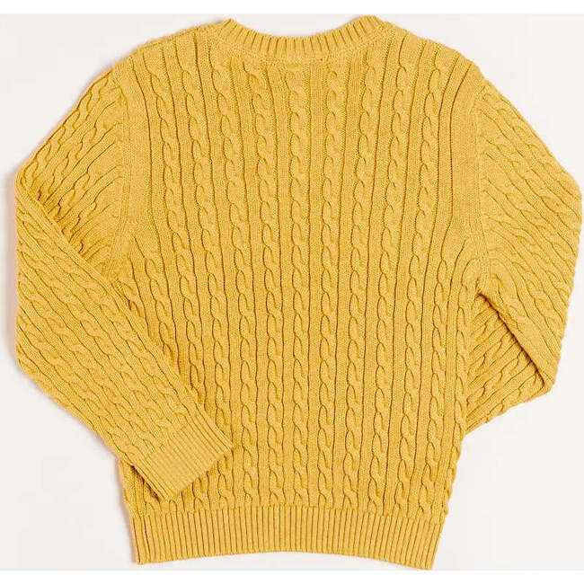 Crew Neck Long Sleeve Cable Knit Jumper, Mustard - Sweaters - 5