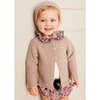 Beatrice Floral Print Collar Long Sleeve Snap Button Bodysuit, Navy - Onesies - 3