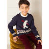 Bear Intarsia Elastic Hem Crew Neck Long Sleeve Jumper, Navy - Sweaters - 2