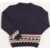 Bear Intarsia Elastic Hem Crew Neck Long Sleeve Jumper, Navy - Sweaters - 4