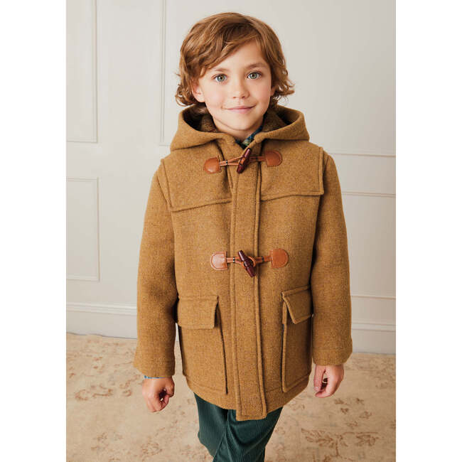 Double Face Wool Toggle Fasten Hood Duffle Coat, Camel - Coats - 2