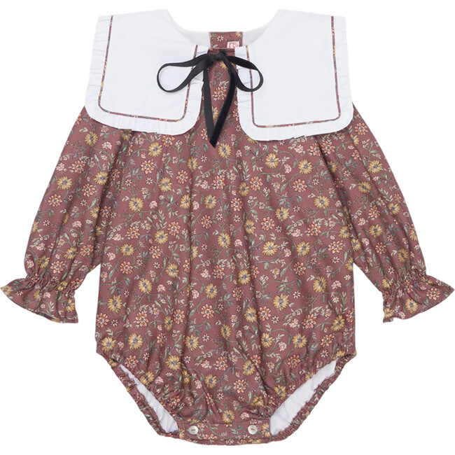 Burgundy Floral Laura Baby Girl Romper