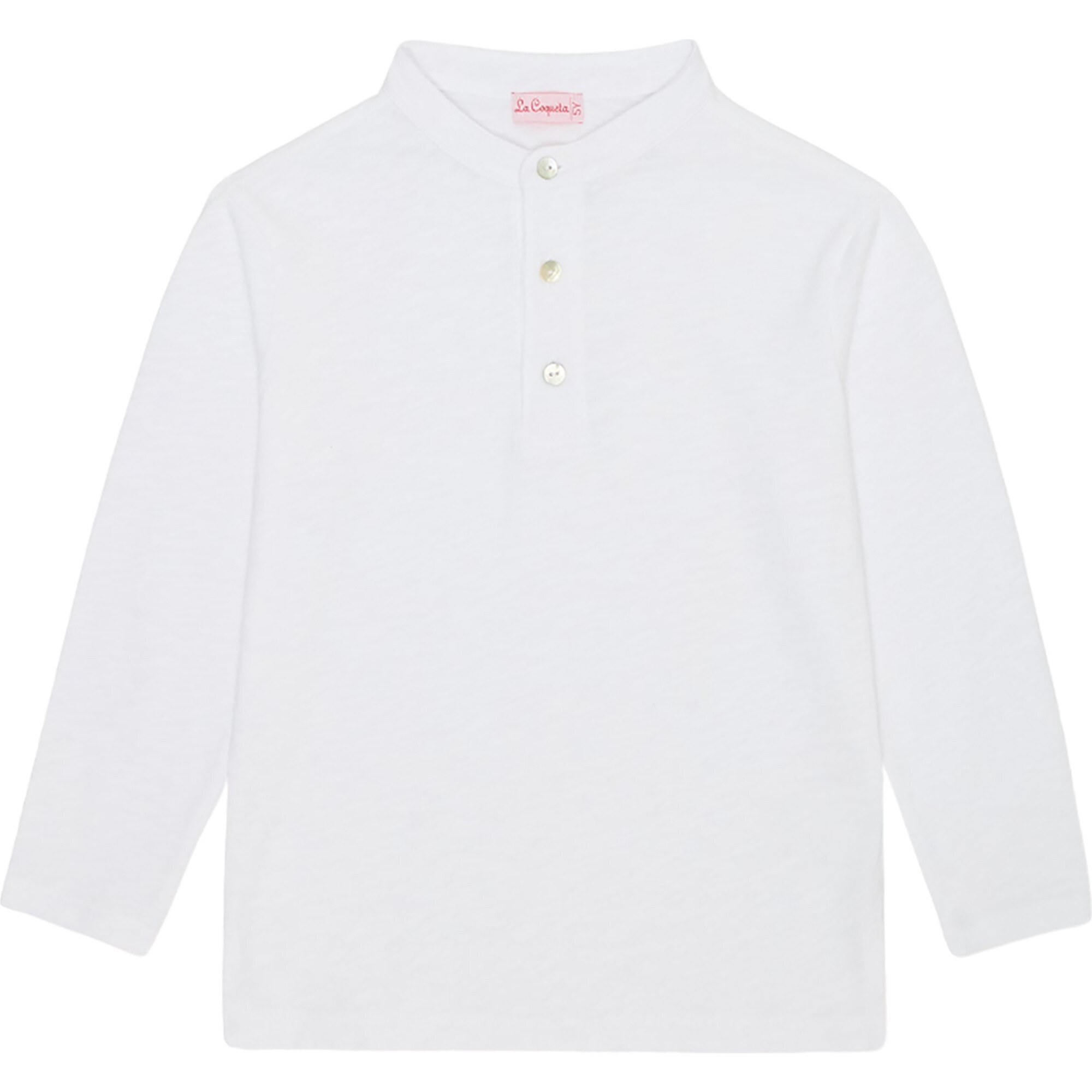 White Marco Boy Long Sleeve Polo Shirt - Shirts - 1