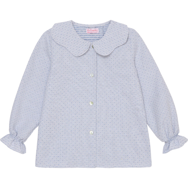 Light Blue Polka Dot Lara Long Sleeve Girl Shirt