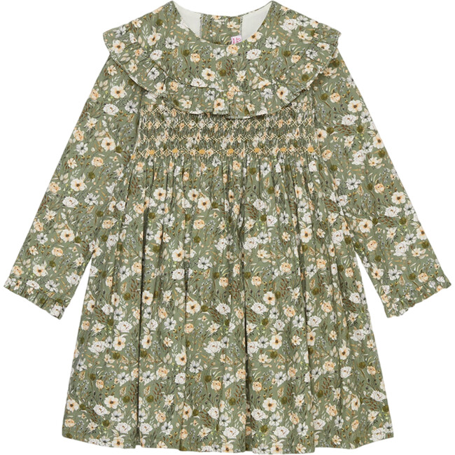 Sage Floral Silvana Girl Hand-Smocked Dress