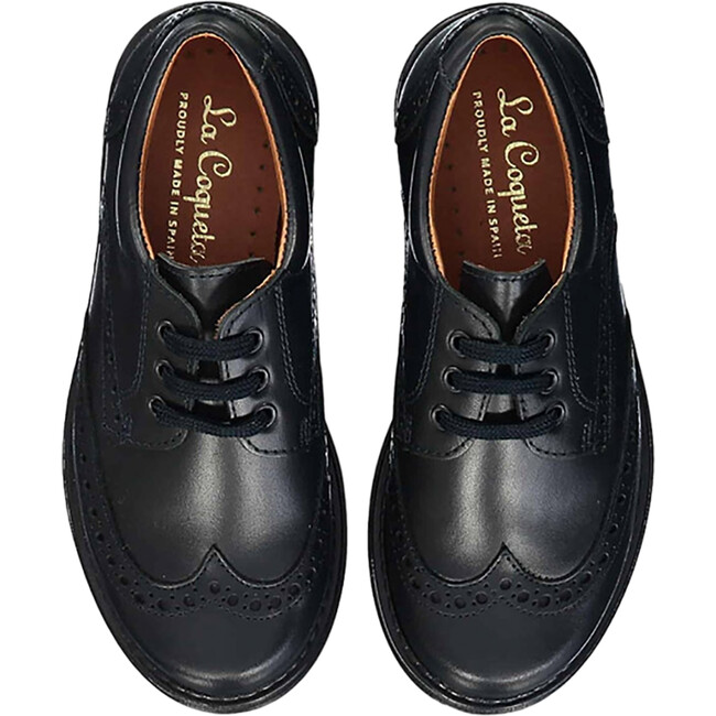 Black Leather Lace Up Kids School Shoes