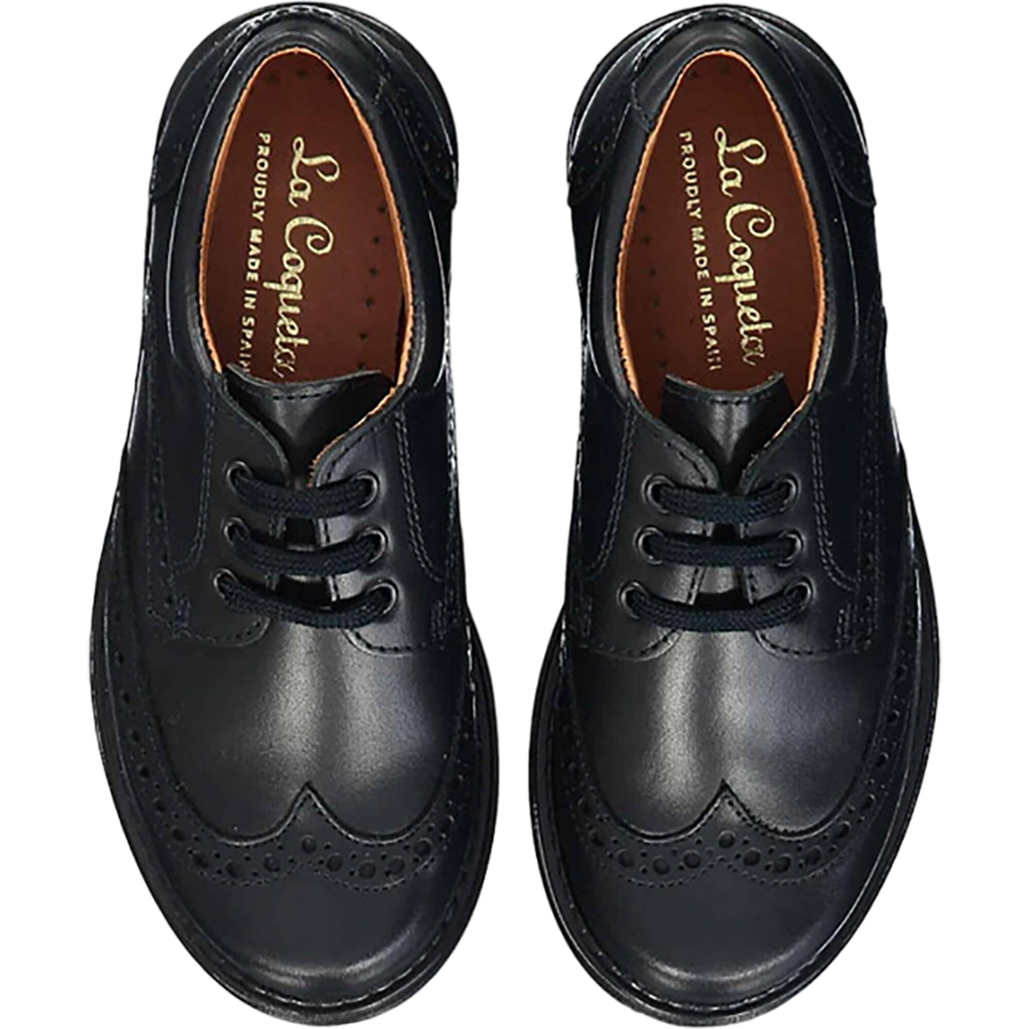 Black Leather Lace Up Kids School Shoes - Dress Shoes - 1