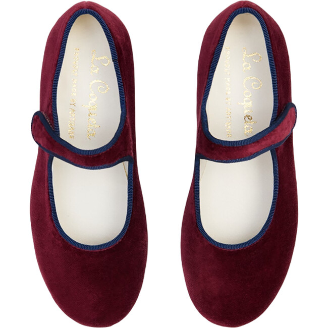 Burgundy Velvet Girl Mary Jane Shoes