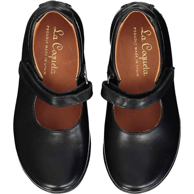 Black Leather Girl Classic School Shoes