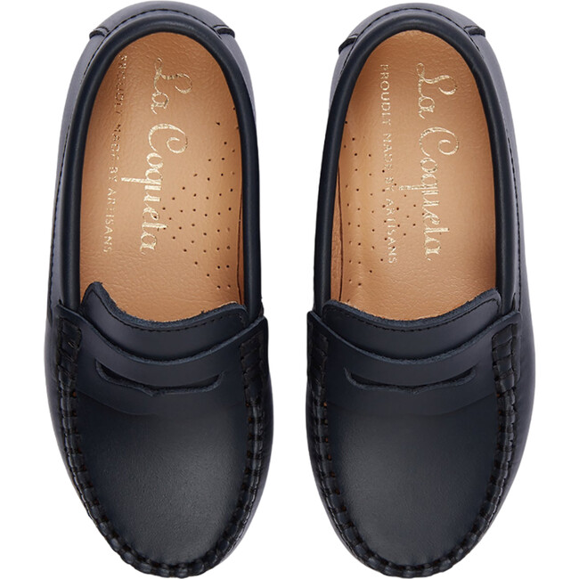 Navy Leather Boy Loafer Shoes