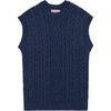 Dark Blue Alvaro Merino Boy Sleeveless Sweater - Cardigans - 1 - thumbnail