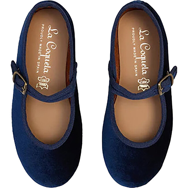 Navy Velvet Girl Mary Jane Shoes