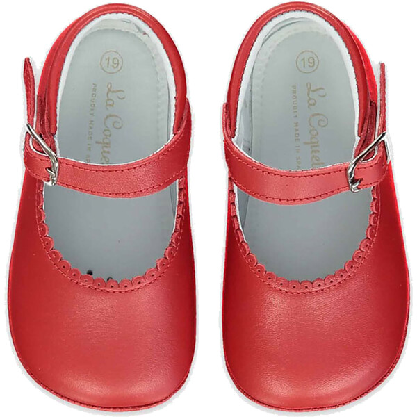 Red Leather Baby Mary Jane Shoes La Coqueta Shoes Booties
