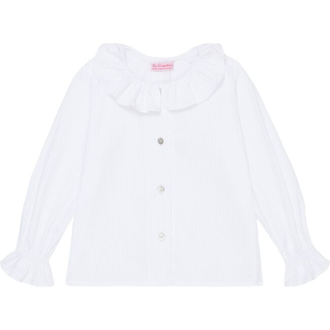 White Lorna Long Sleeve Baby Girl Shirt