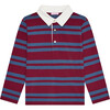 Blue Stripe Tijo Long Sleeve Boy Rugby Shirt - Shirts - 1 - thumbnail