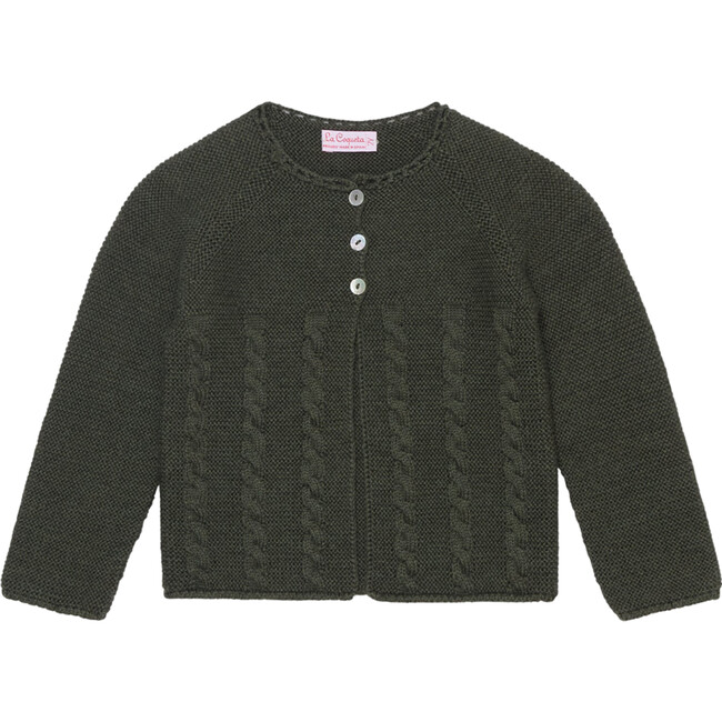 Olive Green Mela Merino Baby Cardigan