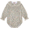 Grey Floral Lorena Baby Girl Smocked Romper - Dresses - 1 - thumbnail