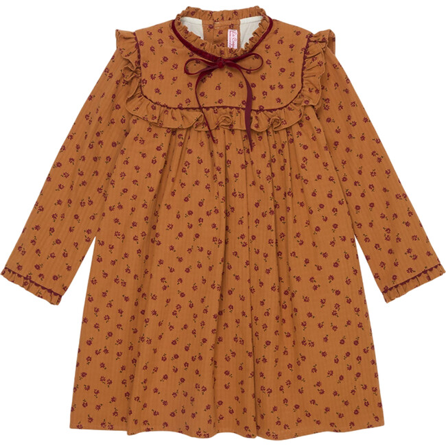 Caramel Floral Vela Girl Empire Dress