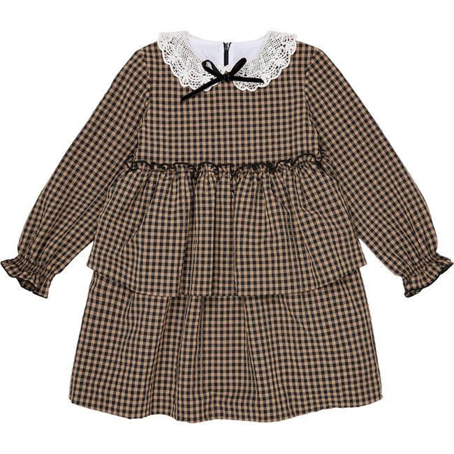 Taupe Gingham Gloria Girl Dress