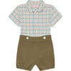 Camel Check Sando Baby Boy Set - Onesies - 1 - thumbnail