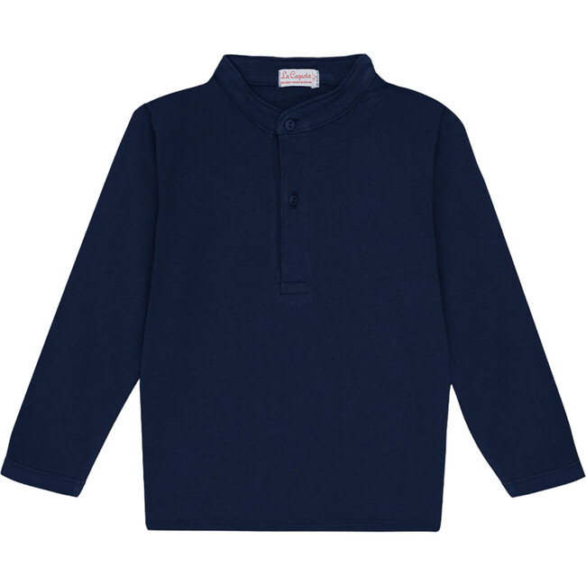 Navy Alcomo Long Sleeve Boy Polo Shirt