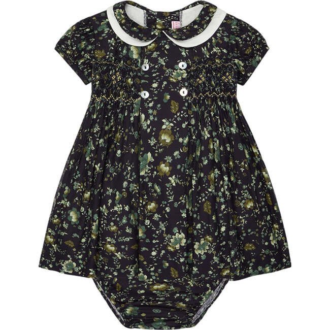 Navy Floral Arcadia Baby Girl Hand-Smocked Set