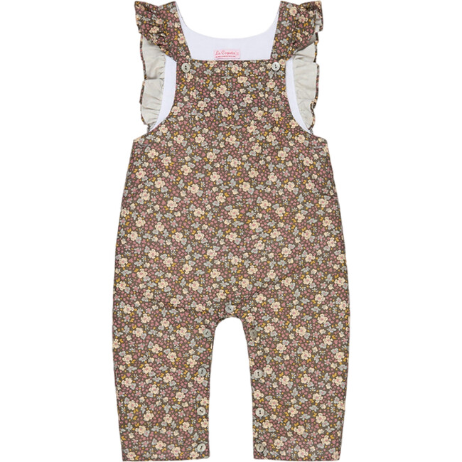 Brown Floral Delphina Baby Girl Overalls