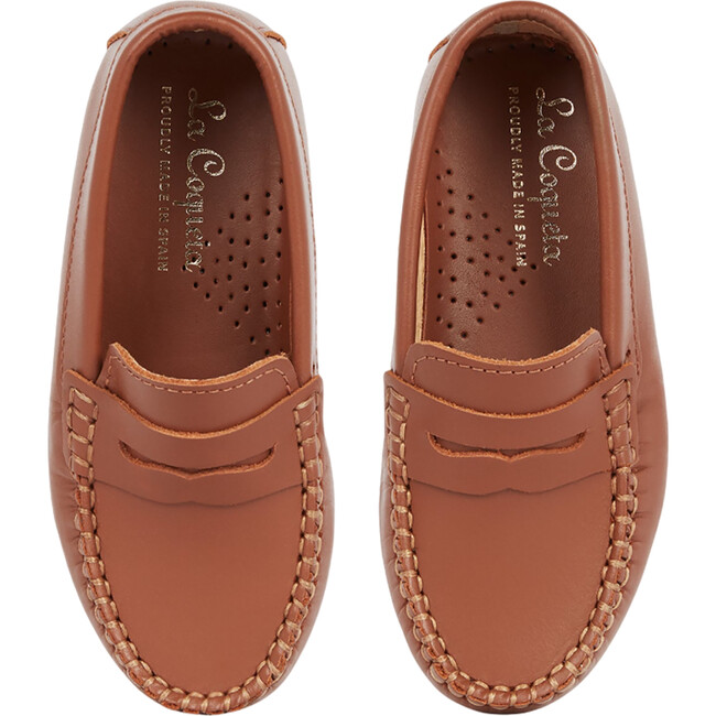 Tan Leather Boy Loafer Shoes