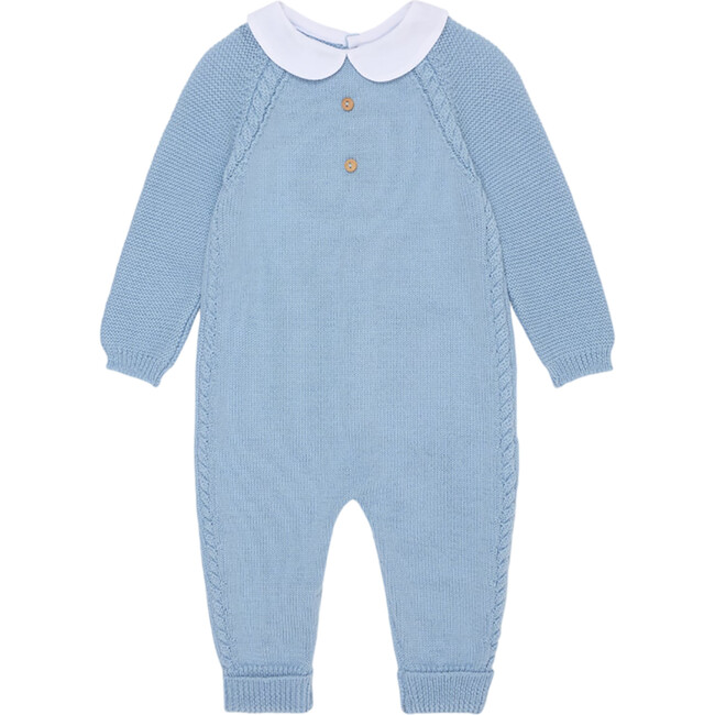 Dusty Blue Emilio Merino Baby Knitted Jumpsuit