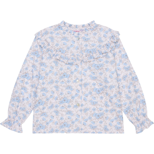 Blue Floral Bella Long Sleeve Girl Shirt