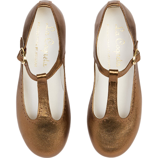 Bronze Leather Girl T-Bar Shoes