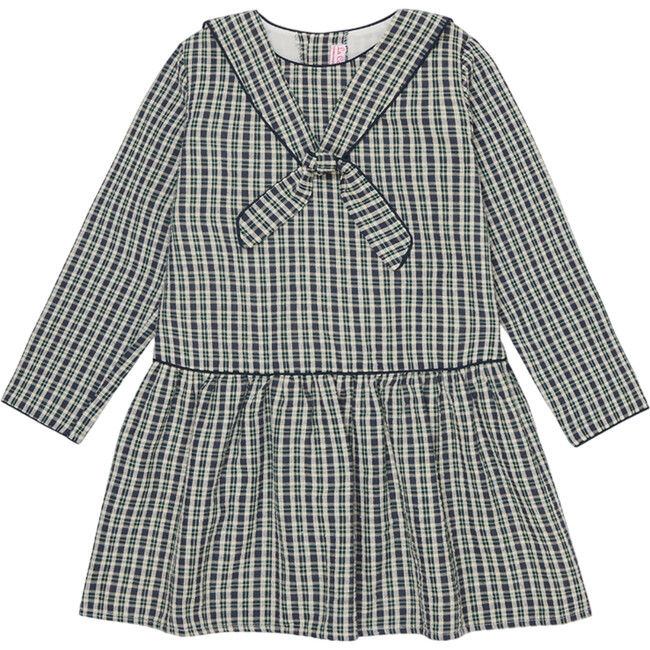 Navy Tartan Aranda Girl Drop Waist Dress