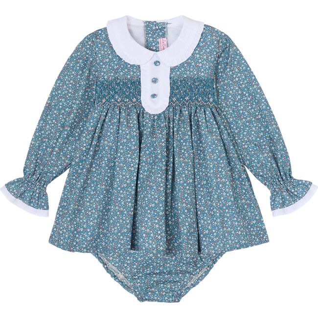 Navy Floral Eugenia Baby Girl Hand-Smocked Set