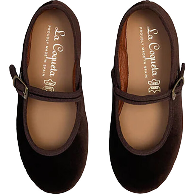 Brown Velvet Girl Mary Jane Shoes