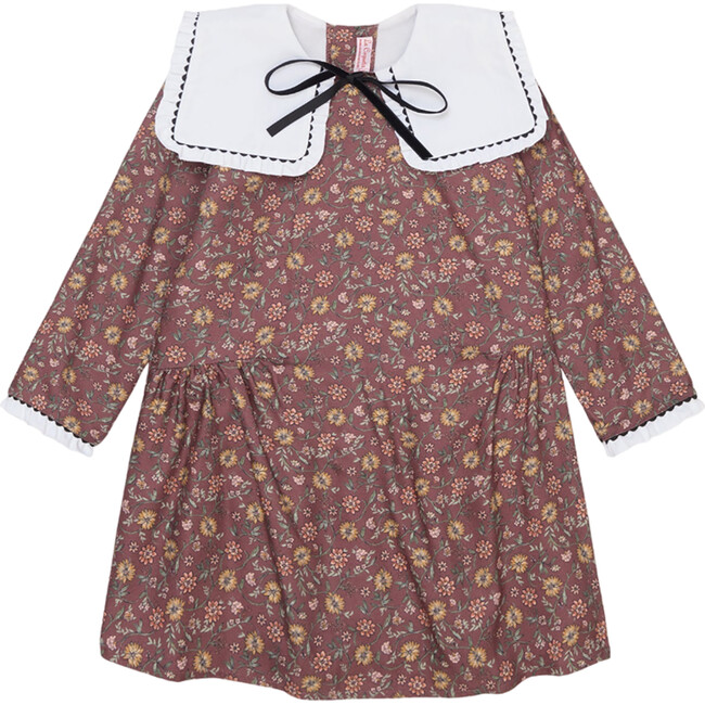 Burgundy Floral Laura Girl Drop Waist Dress