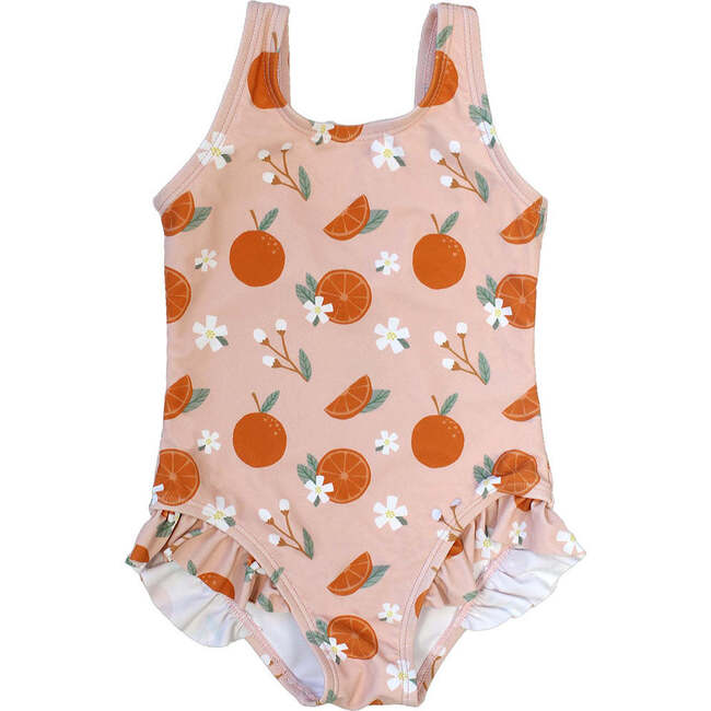 Freshly Squeezed Ruffle Leg One Piece Girls Swimsuit Orange