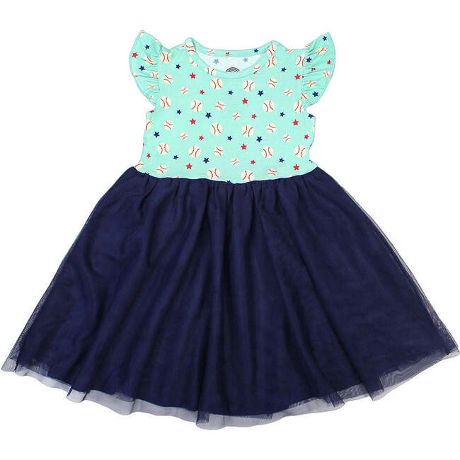 Baseball Buddies Tulle Twirl Dress Blue/Multi