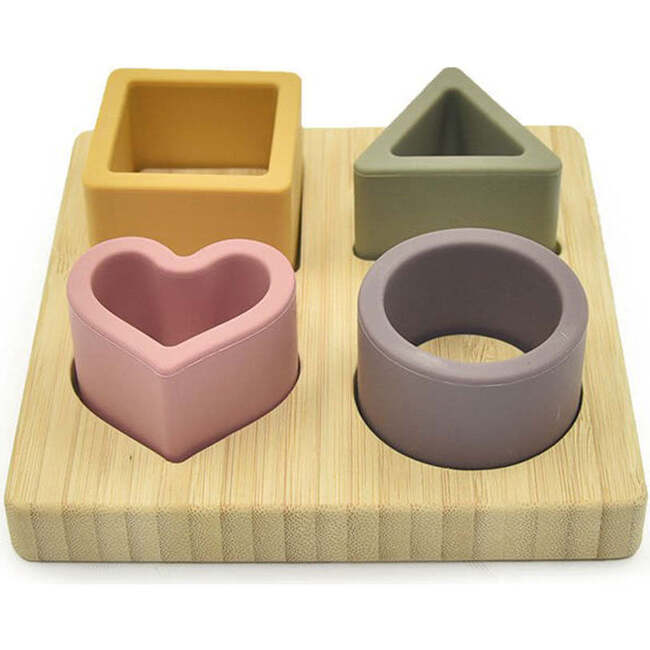 Lucy's Room Silicone Pastel Shapes Puzzle With Bamboo Board Multi