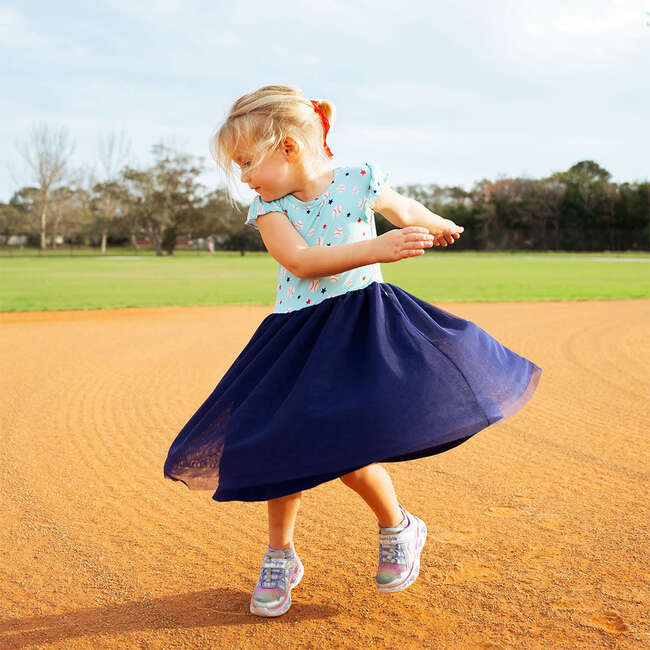 Baseball Buddies Tulle Twirl Dress Blue/Multi - Dresses - 3