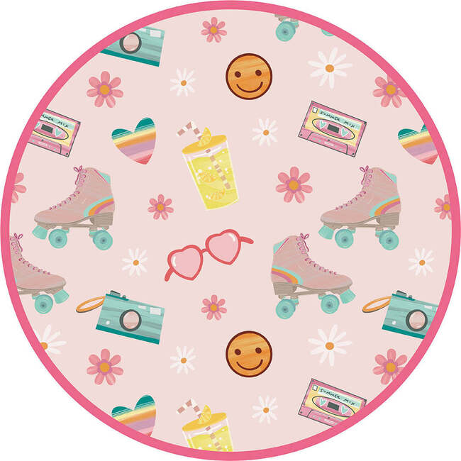 Let the Good Times Roll Roller Skates Two-Piece Bamboo Short Sleeve Kids Pajama Pants Set Pink/Multi - Mixed Apparel Set - 4