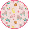 Let the Good Times Roll Roller Skates Two-Piece Bamboo Short Sleeve Kids Pajama Pants Set Pink/Multi - Mixed Apparel Set - 4