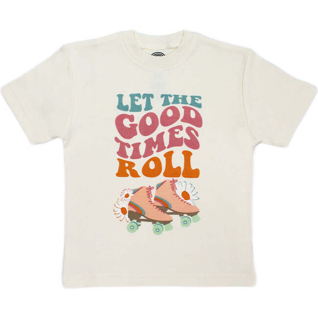 Let the Good Times Roll Roller Skates Cotton Toddler Short Sleeve Shirt White/Multi