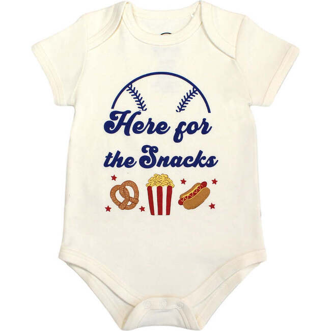 Here For the Snacks Cotton Baby Onesie White/Multi