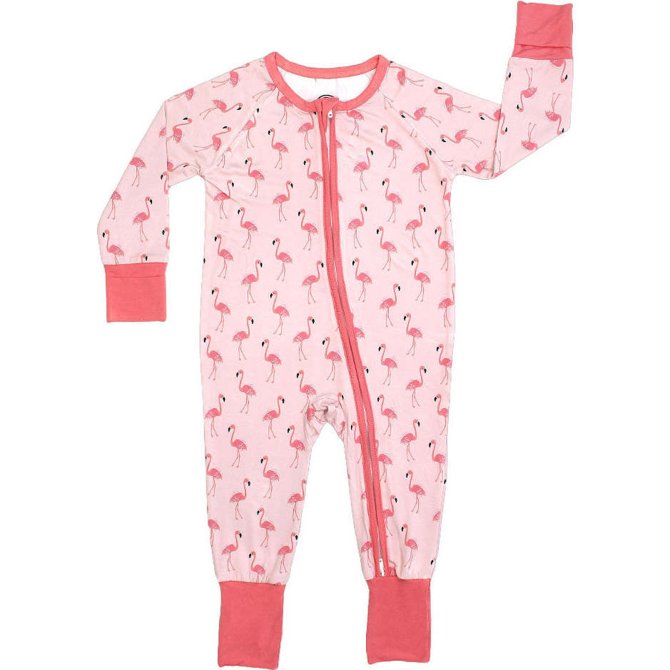Fancy Flamingos Bamboo Convertible Baby Pajamas Pink - Footie Pajamas - 1