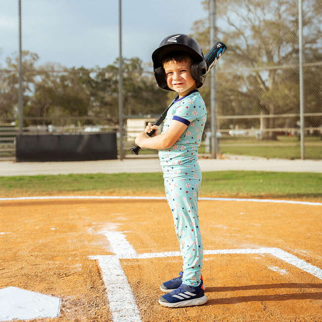 Baseball Buddies Two-Piece Bamboo Short Sleeve Kids Pajama Pants Set Blue/Multi - Mixed Apparel Set - 4