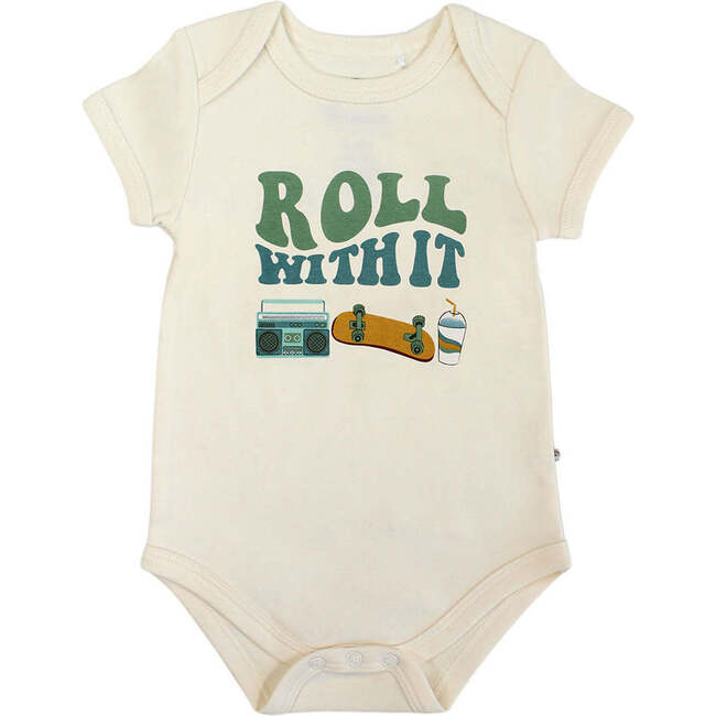 Roll With It Skateboard Cotton Baby Onesie White/Multi