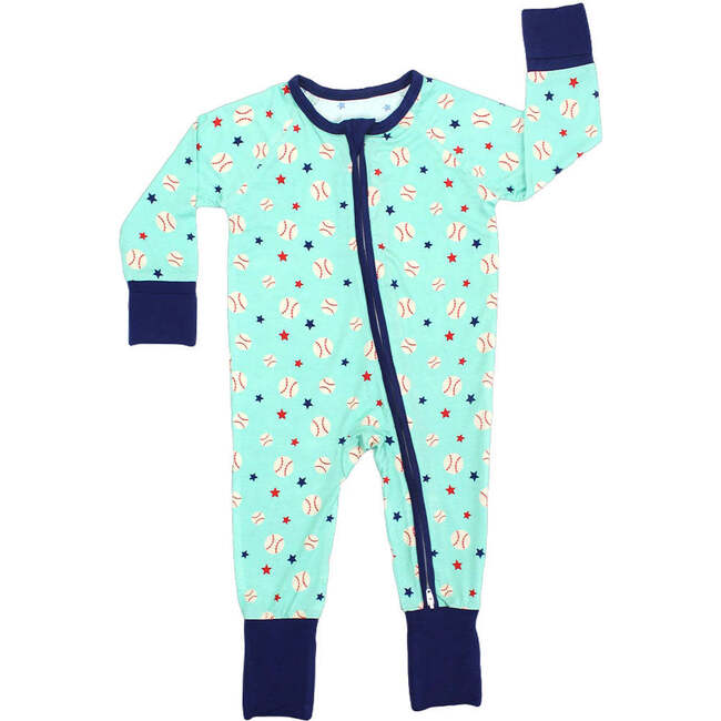 Baseball Buddies Bamboo Convertible Baby Pajamas Blue/Multi