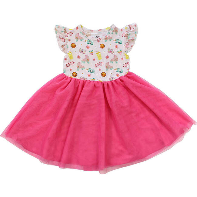 Let the Good Times Roll Roller Skates Tulle Twirl Dress Pink/Multi