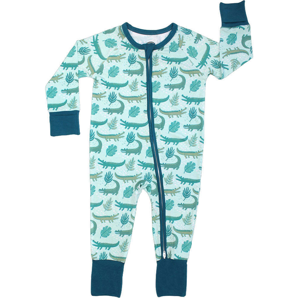 Later Gator Bamboo Convertible Baby Pajamas Green - Footie Pajamas - 1