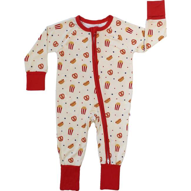 Here For the Snacks Bamboo Convertible Baby Pajamas Beige/Multi